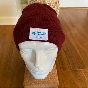 Sun & Ski Sports Beanie Burgundy Knit Winter Hat Made in Canada